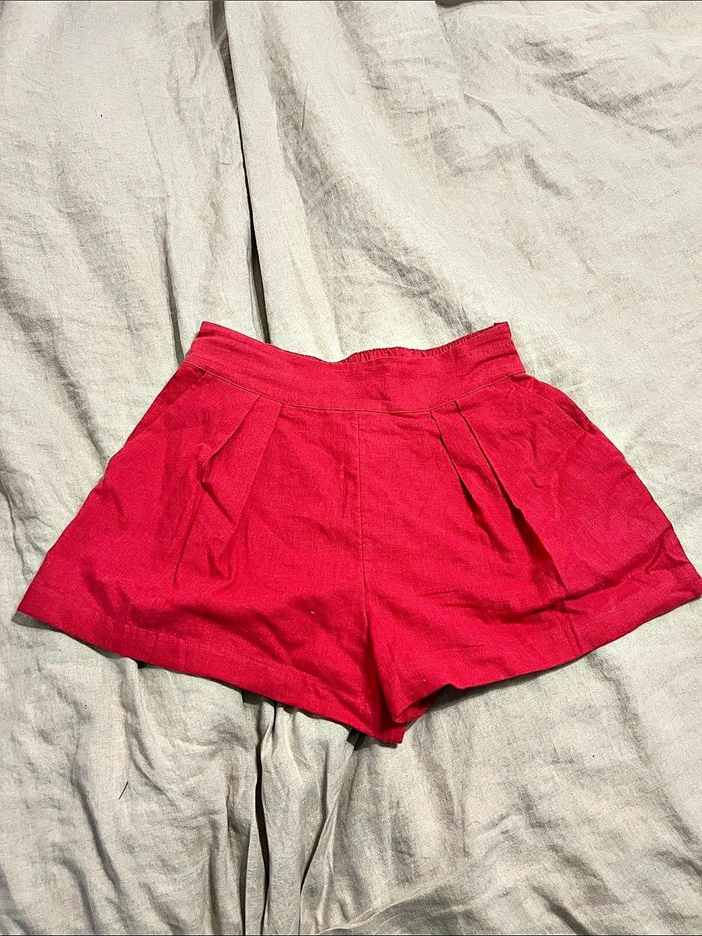 Abercrombie & Fitch Linen-Blend Pull-On Short Shorts Pink Small nwot